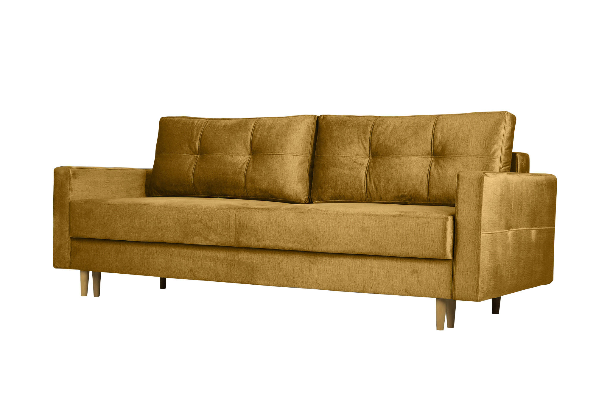 SCHLAFOSOFA Floro 3-Sitzer Stoff Monolith Senffarbe - Gelb, Holz/Textil (227/92/98cm) - Kaiser Möbel