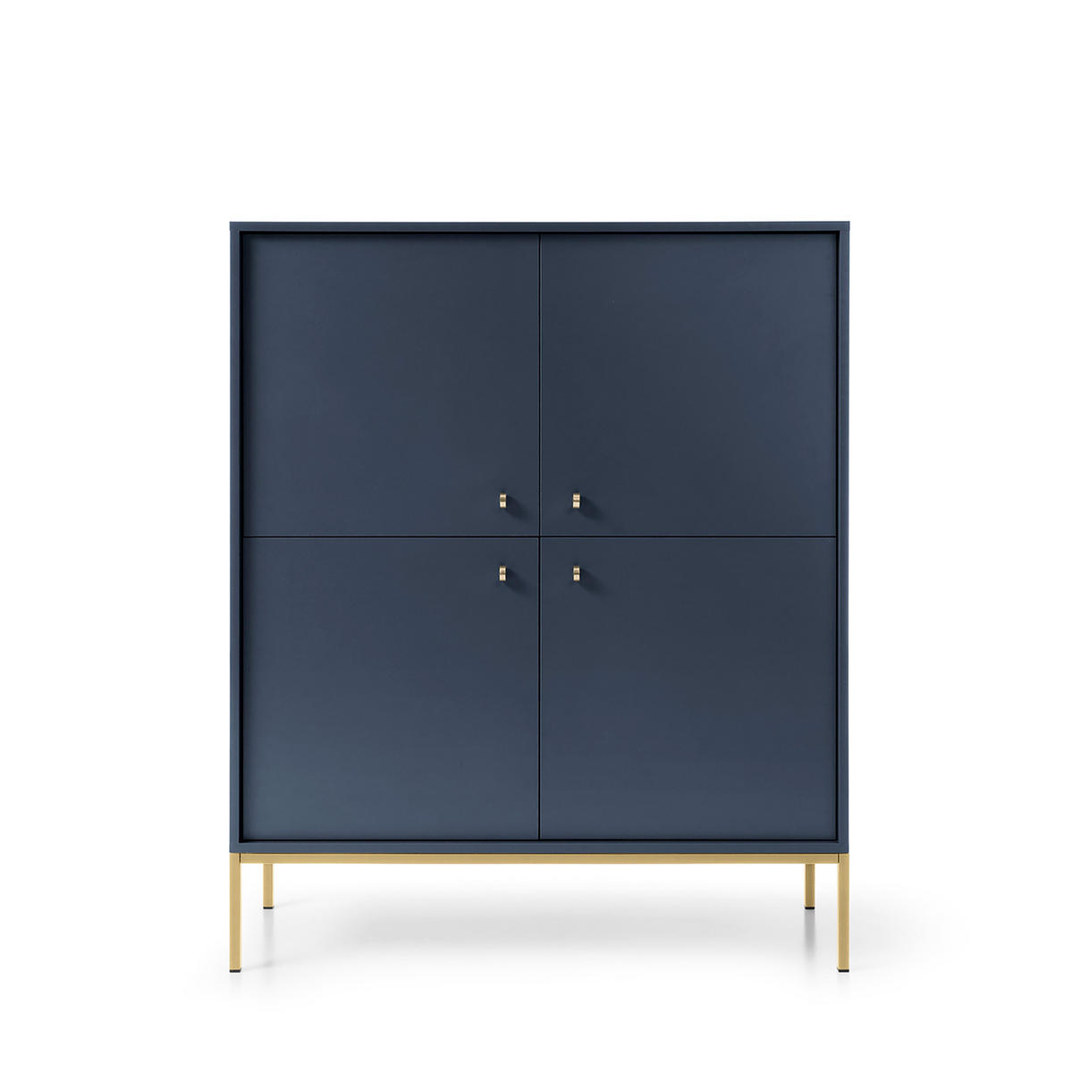 HIGHBOARD MONDO 104/125/39cm 4 Türen Blau - Blau/Goldfarben, Holzwerkstoff (104/125/39cm) - MASSENO