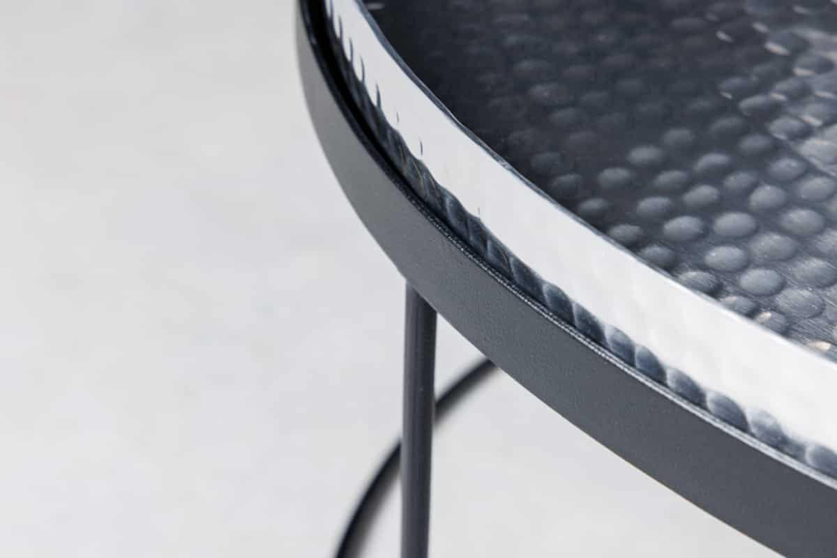 COUCHTISCH 2er Set ELEMENTS Eisen rund Schwarz | Silber 57cm - Silberfarben/Schwarz, Metall (57/57/32cm) - riess-ambiente