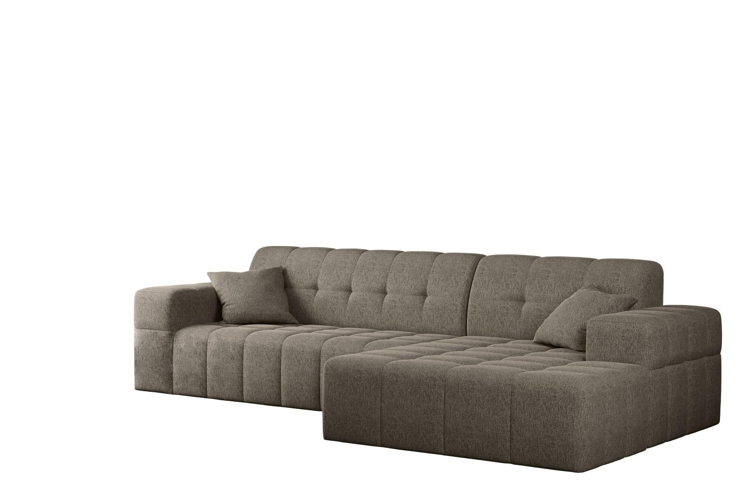 ECKSOFA L-Form NIMES Stoff Verita Dunkelbeige Rechts - Hellbraun, Holz (256/168cm) - Kaiser Möbel