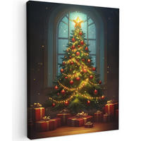 LEINWANDBILD Weihnachtsbaum - Geschenk - Winter 60x80 cm - Grün, Textil (60/80cm) - MuchoWow