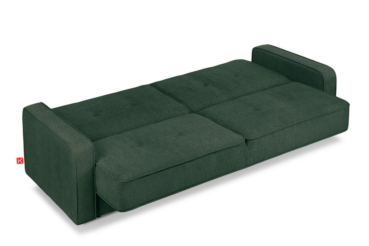 SCHLAFSOFA ORIO 3 Personen, Chenille-Stoff, marine/beige - Blau/Beige, Textil (219/90/90cm) - KONSIMO®