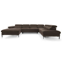 ECKSOFA U-Form 350 cm Amaro M mit Schlaffunktion, Links, Braun - Braun, Holz (214/353cm) - Emporius