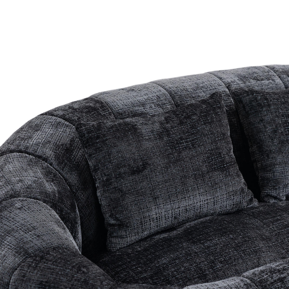 SITZSACK Chenille, Sofa mit 3 extra Kopfkissen,Schwarz - Schwarz, Textil (145/63/95cm) - LVHOM