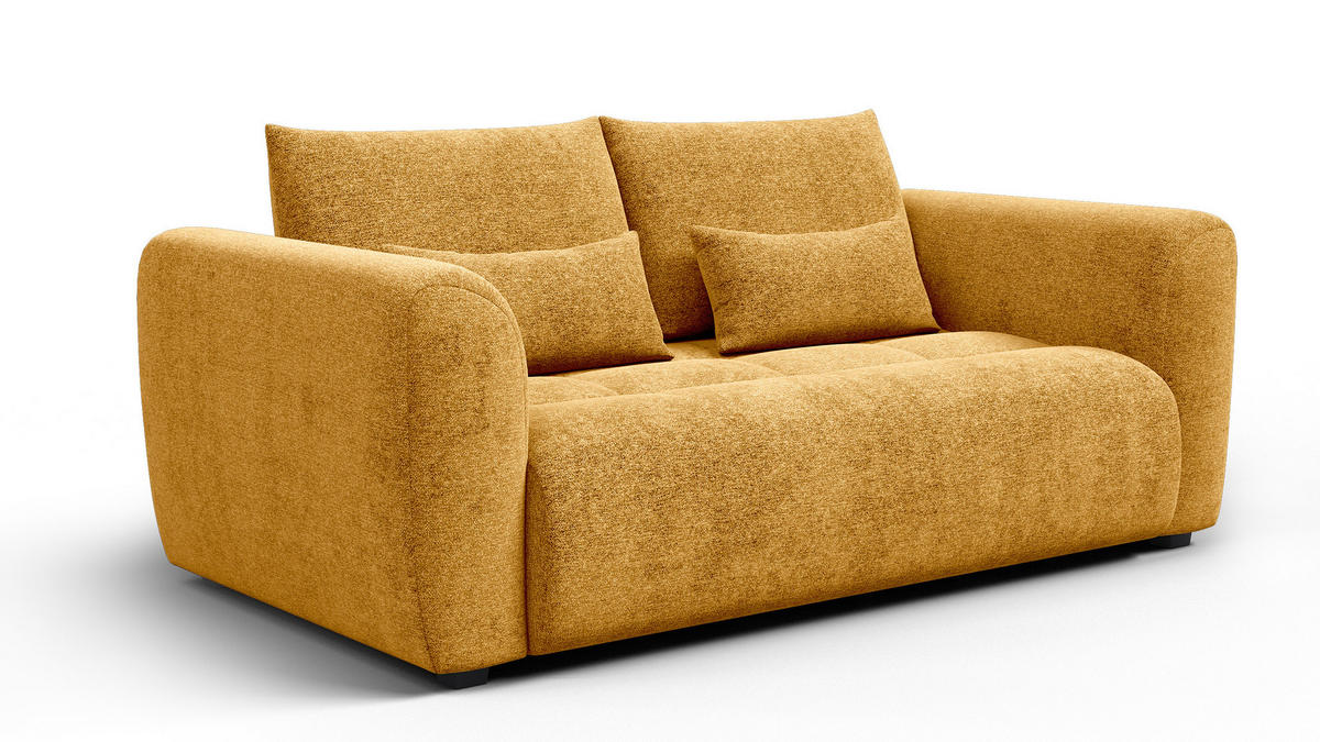 SOFA SORENO 3-Sitzer, gelb - Gelb/Schwarz, Holz/Textil (214/94/114cm) - Courtois Laville