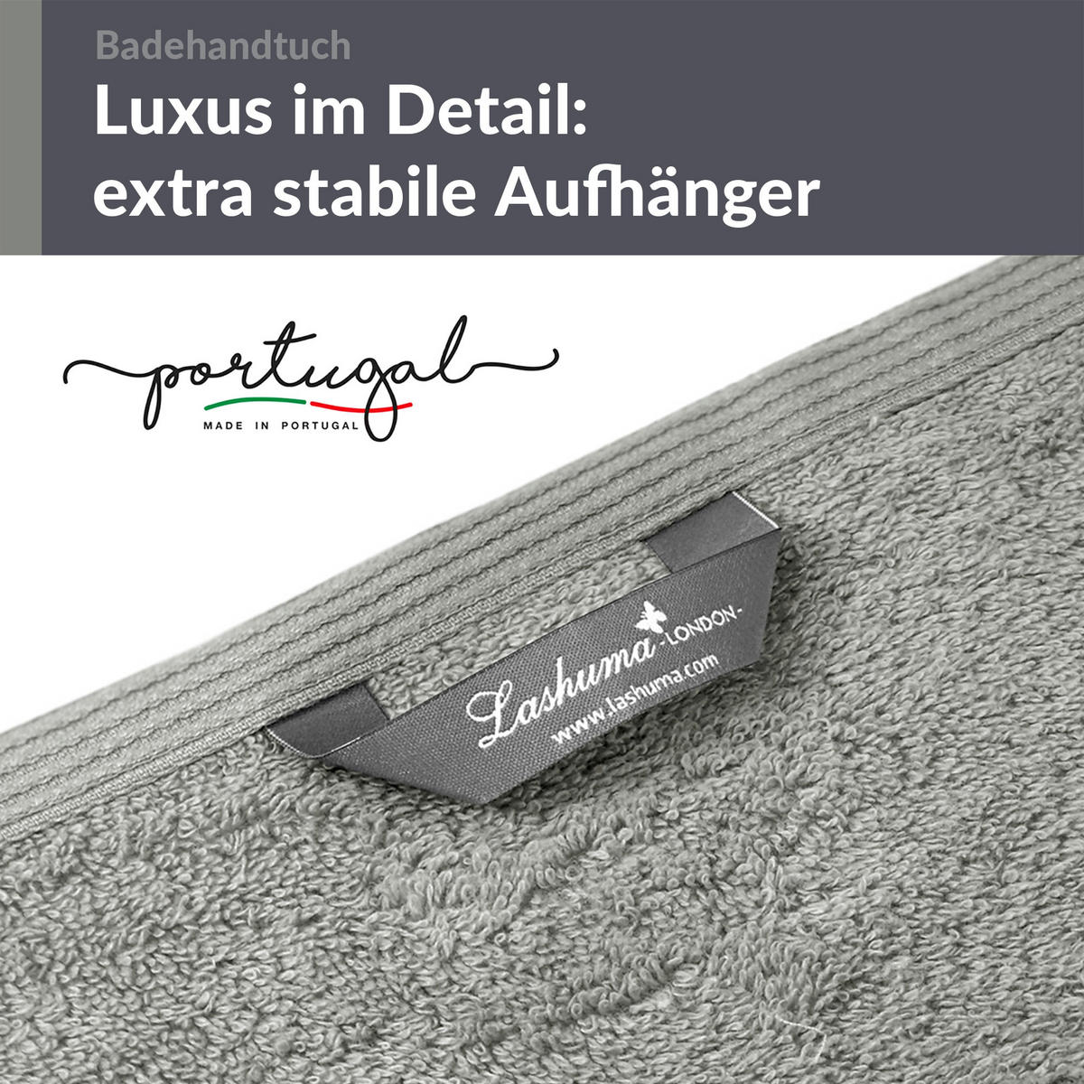 BADETUCH London Stein Grau 2er Set 100x150 - Grau, Textil (100/150cm) - Lashuma