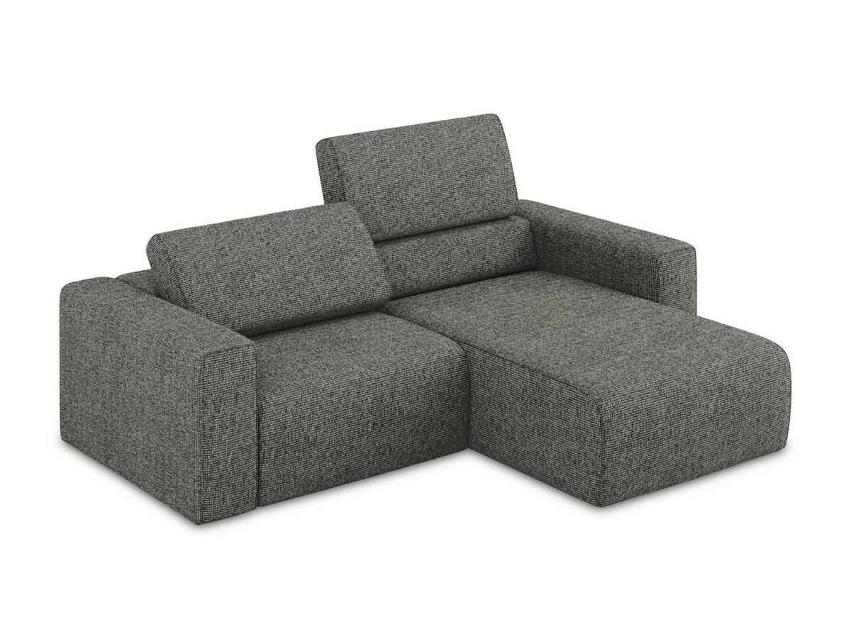 ECKSOFA Rechts Strukturstoff Stoff Grau - Dunkelgrau/Schwarz, Kunststoff/Textil (224/167cm) - Makamii