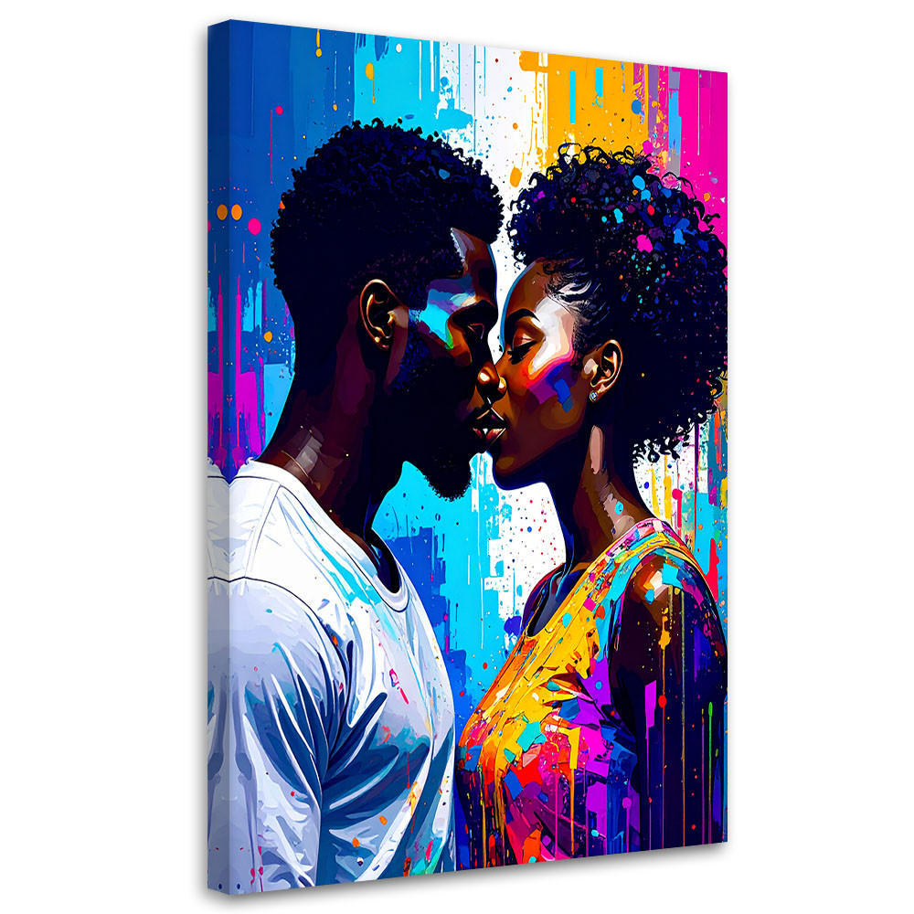 LEINWANDBILD Kuss Liebe Paar 80x120cm - Multicolor, Textil (80/120cm) - Feeby