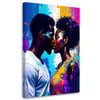 LEINWANDBILD Kuss Liebe Paar 80x120cm - Multicolor, Textil (80/120cm) - Feeby