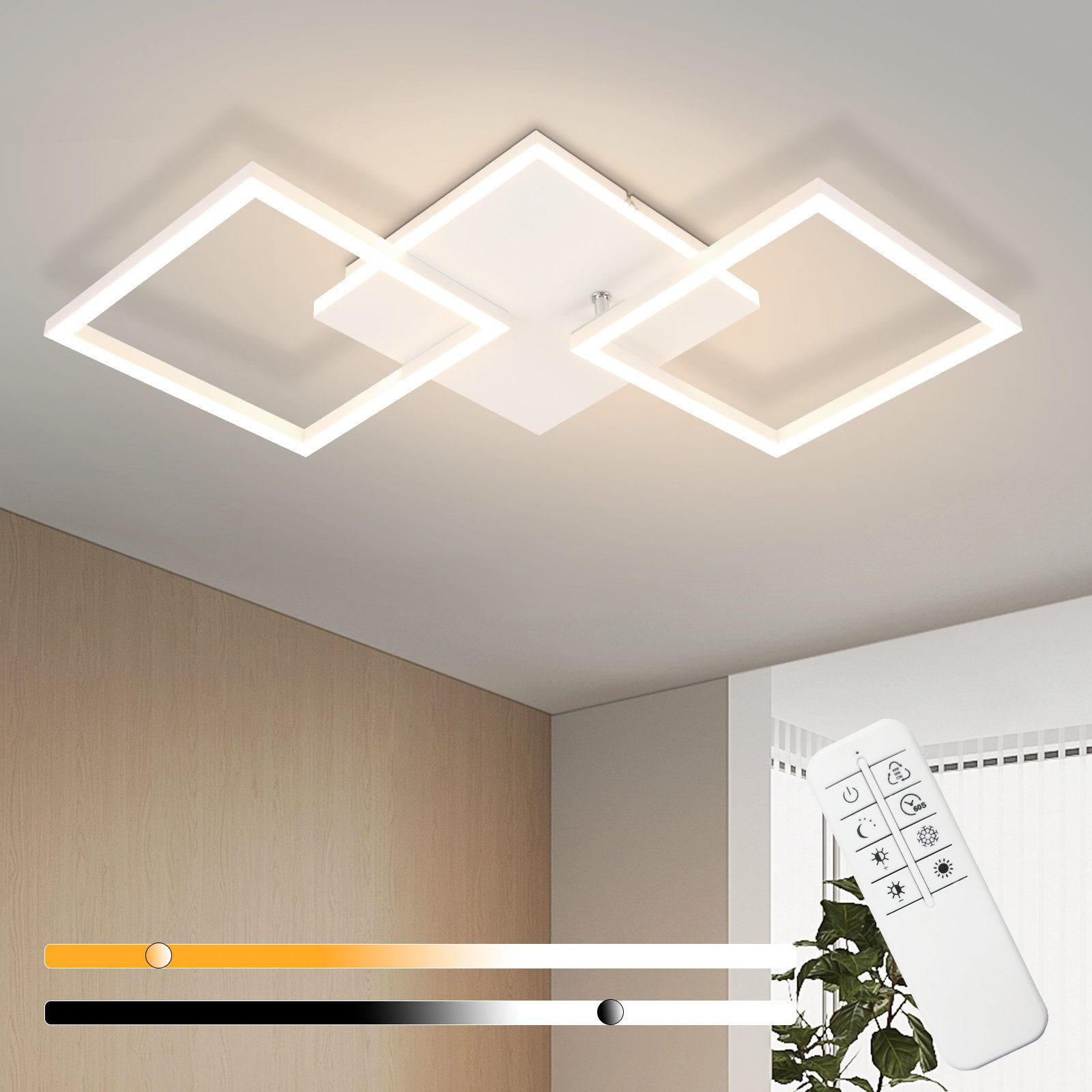 LED-DECKENLEUCHTE Malsom 62.8/29.5/7.4 cm - Weiß, Metall (29.5/62.8/7.4cm) - Nettlife
