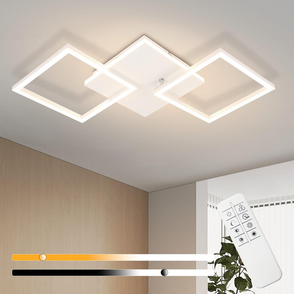 LED-DECKENLEUCHTE Malsom 62.8/29.5/7.4 cm - Weiß, Metall (29.5/62.8/7.4cm) - Nettlife