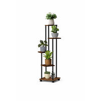 DANDIBO Blumentreppe Indoor Metall Schwarz 5 Etagen 96580 Blumenregal Pflanzenständer Modern Blumenständer Design - Schwarz, Metall (30/111/30cm) - DanDiBo