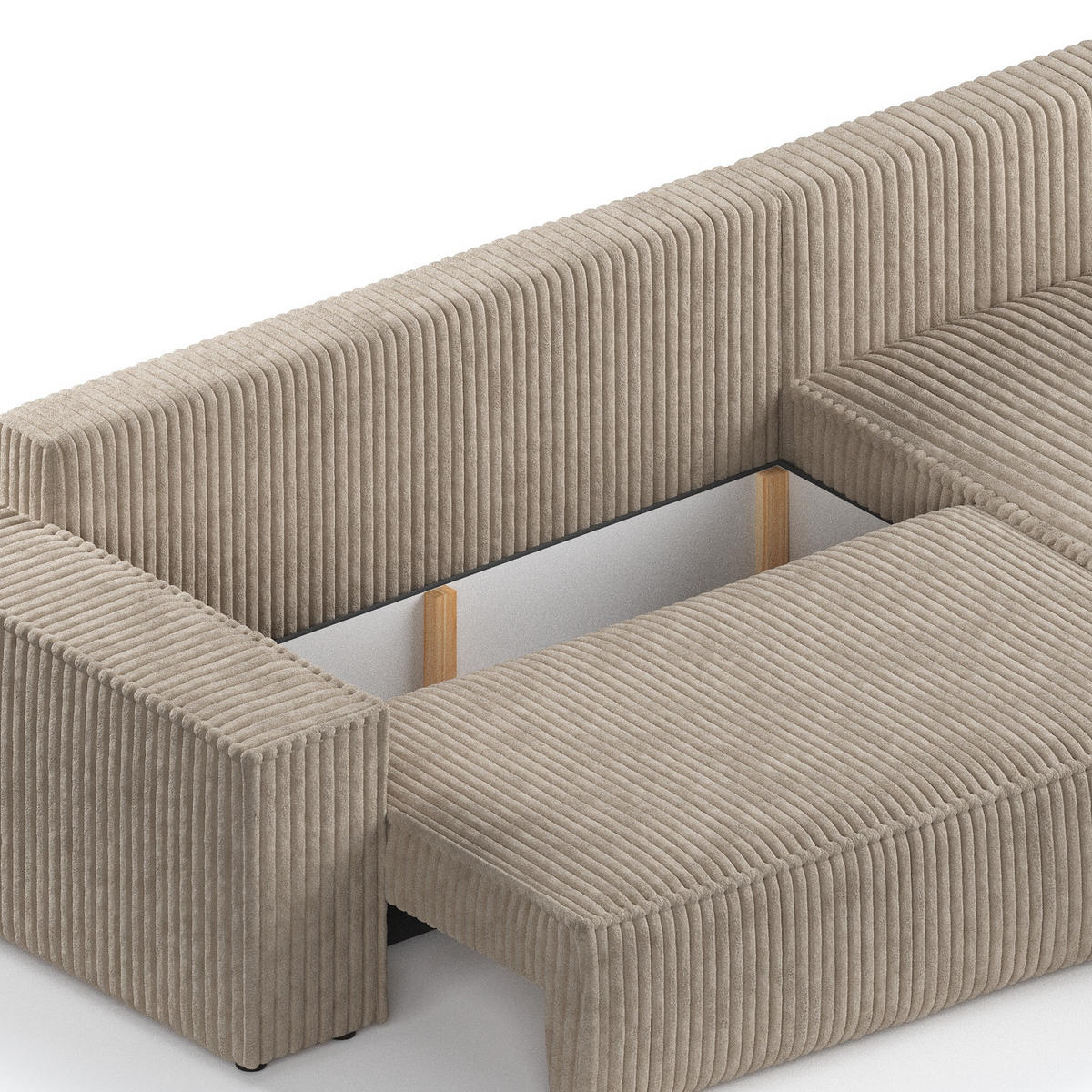 ECKSOFA Maze Hellbraun Plüsch - Rechts Seite - Schwarz/Cappuccino, Holz/Holzwerkstoff (294/185cm) - Maison de Reve