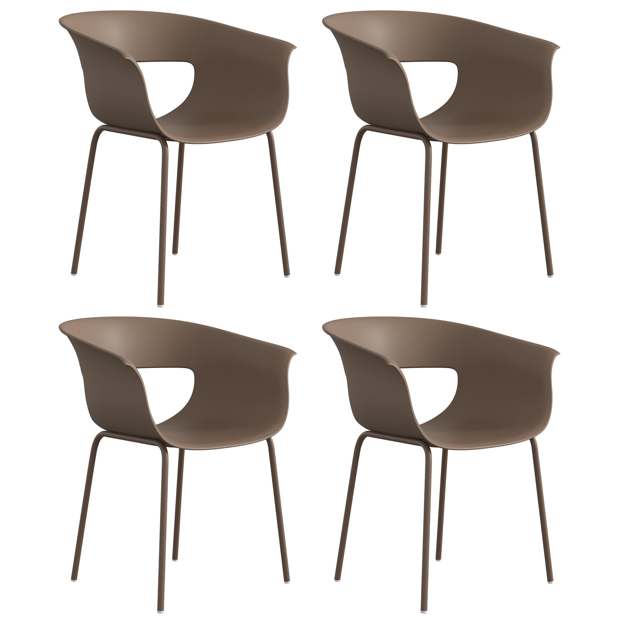 GARTENSTÜHLE 4er Set Metall Kunststoff Kaffee - Braun, Kunststoff/Metall (51/74/61cm) - Outsunny