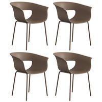 GARTENSTÜHLE 4er Set Metall Kunststoff Kaffee - Braun, Kunststoff/Metall (51/74/61cm) - Outsunny