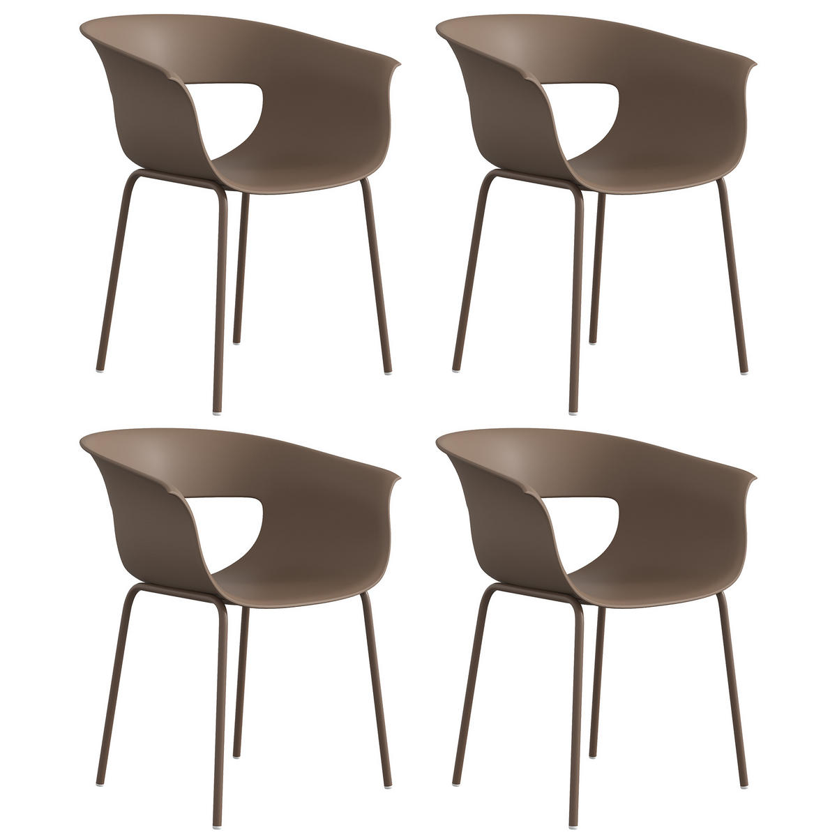 GARTENSTÜHLE 4er Set Metall Kunststoff Kaffee - Braun, Kunststoff/Metall (51/74/61cm) - Outsunny