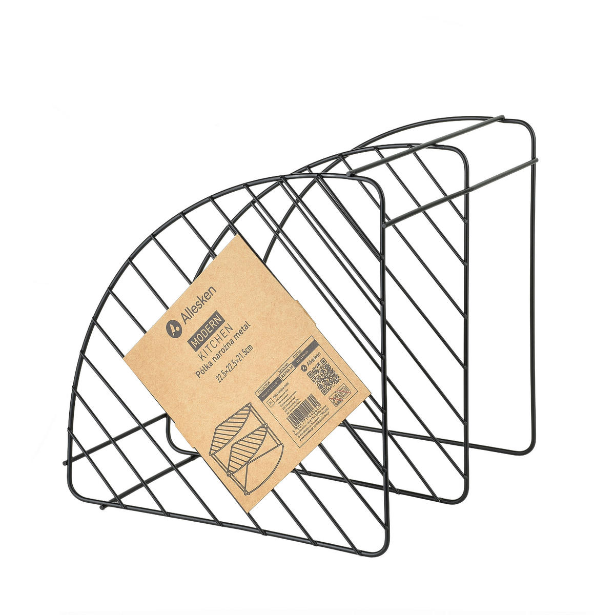 ROHOVÁ POLICE Modern Kitchen, kov, černá, 22,5 x 22,5 x 21,5 cm - černá, kov (23/22/23cm) - Mondex