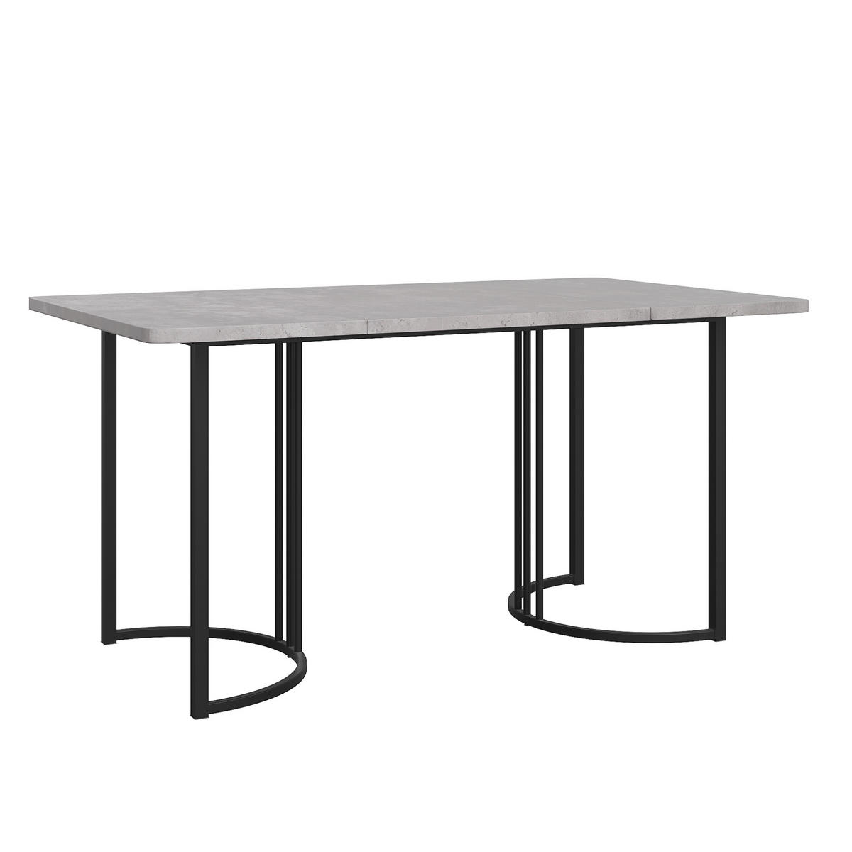 ESSTISCH 140x80x75 cm in Grau und Schwarz aus MDF mit Marmoroptik auf geometrischem Metallgestell - Grau, Holzwerkstoff (140/80/75cm) - Modfu