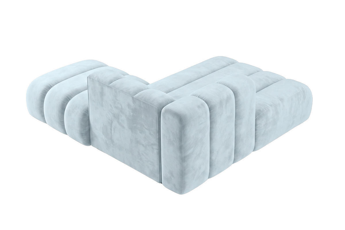 CHAISELONGUE Modulare Mit Hocker, Velvet-Stoff Riviera, Babyblau, Rechts, GRAND - Hellblau, Holz (204/179cm) - Kaiser Möbel