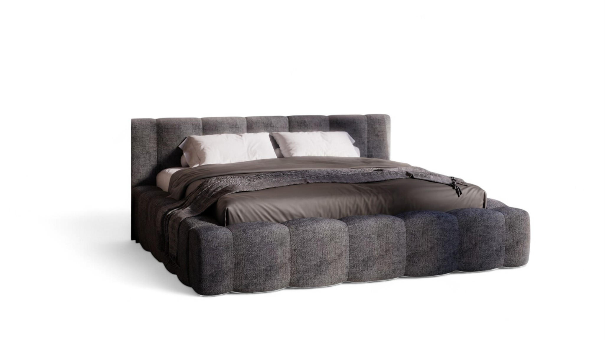 POLSTERBETT Lizeth Komplettset - Anthrazit, Holzwerkstoff/Textil (200/200cm) - Fun Möbel