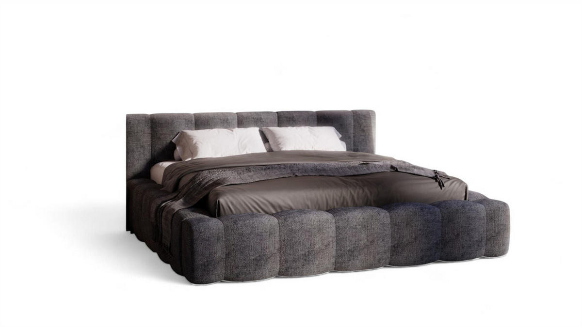 POLSTERBETT Lizeth Komplettset - Anthrazit, Holzwerkstoff/Textil (120/200cm) - Fun Möbel