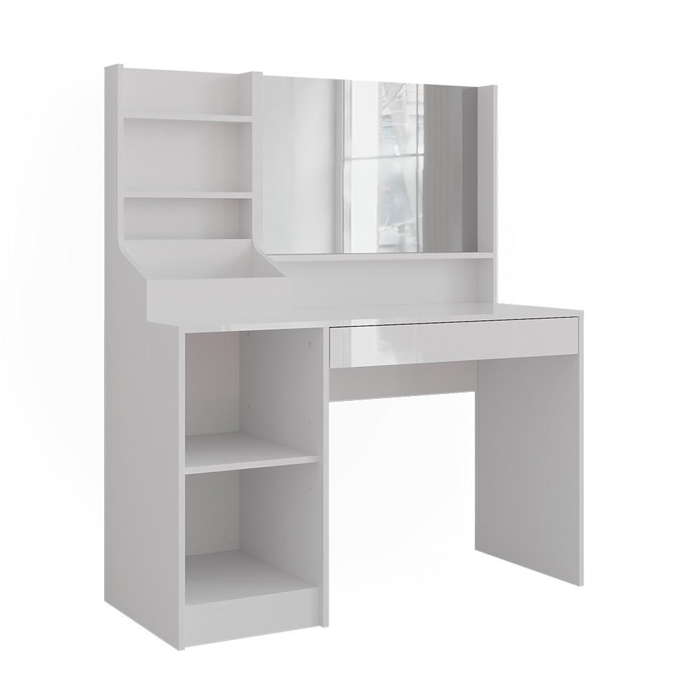 SCHMINKTISCH Sherry Weiß/Weiß Hochglanz 119.8 cm 3 Teile - Weiß Hochglanz, Holzwerkstoff (119.8/76/50.1cm) - Vicco