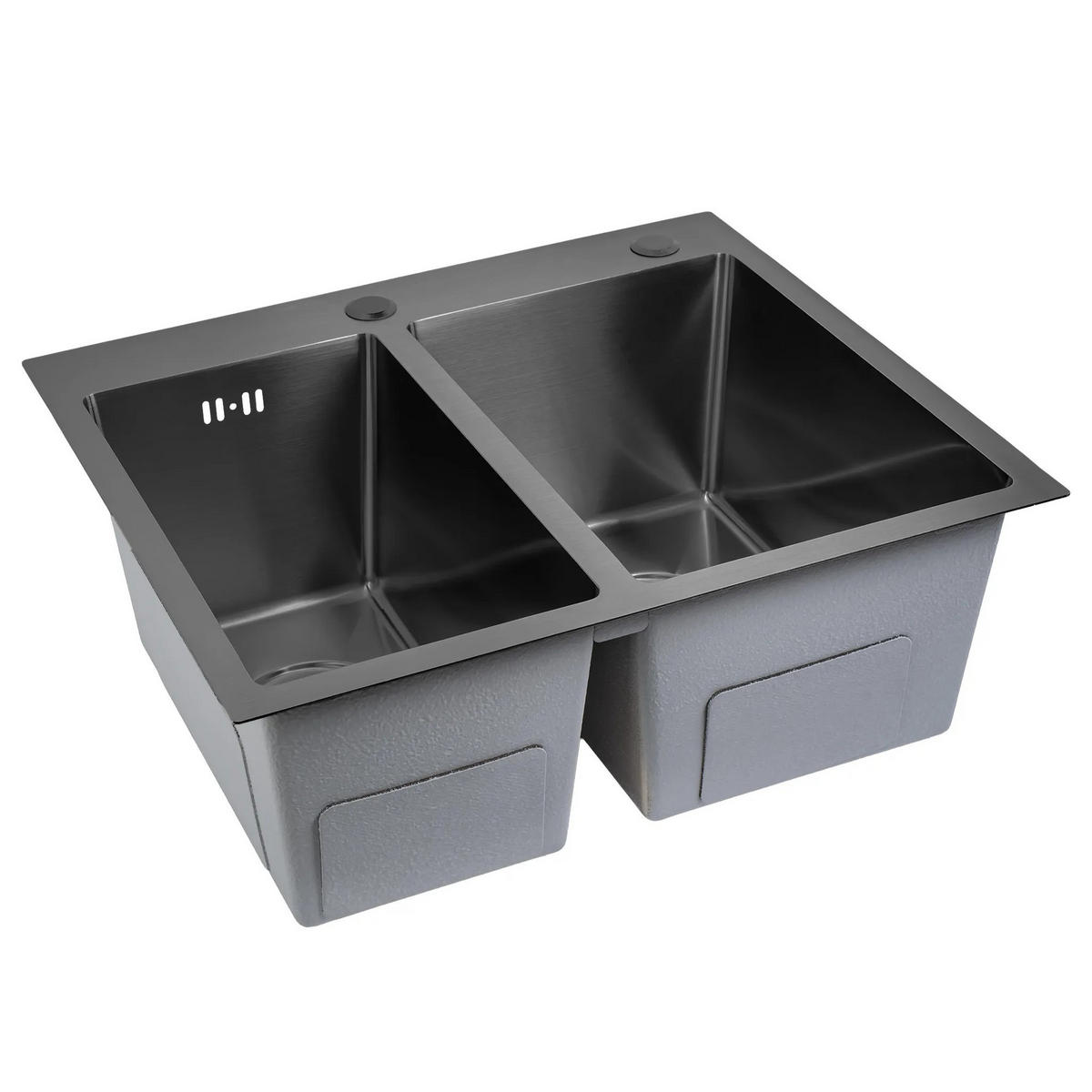 EDELSTAHLSPÜLE Rea Toby Black ohne Küchenarmatur - Schwarz, Metall (48/21/56cm) - REA