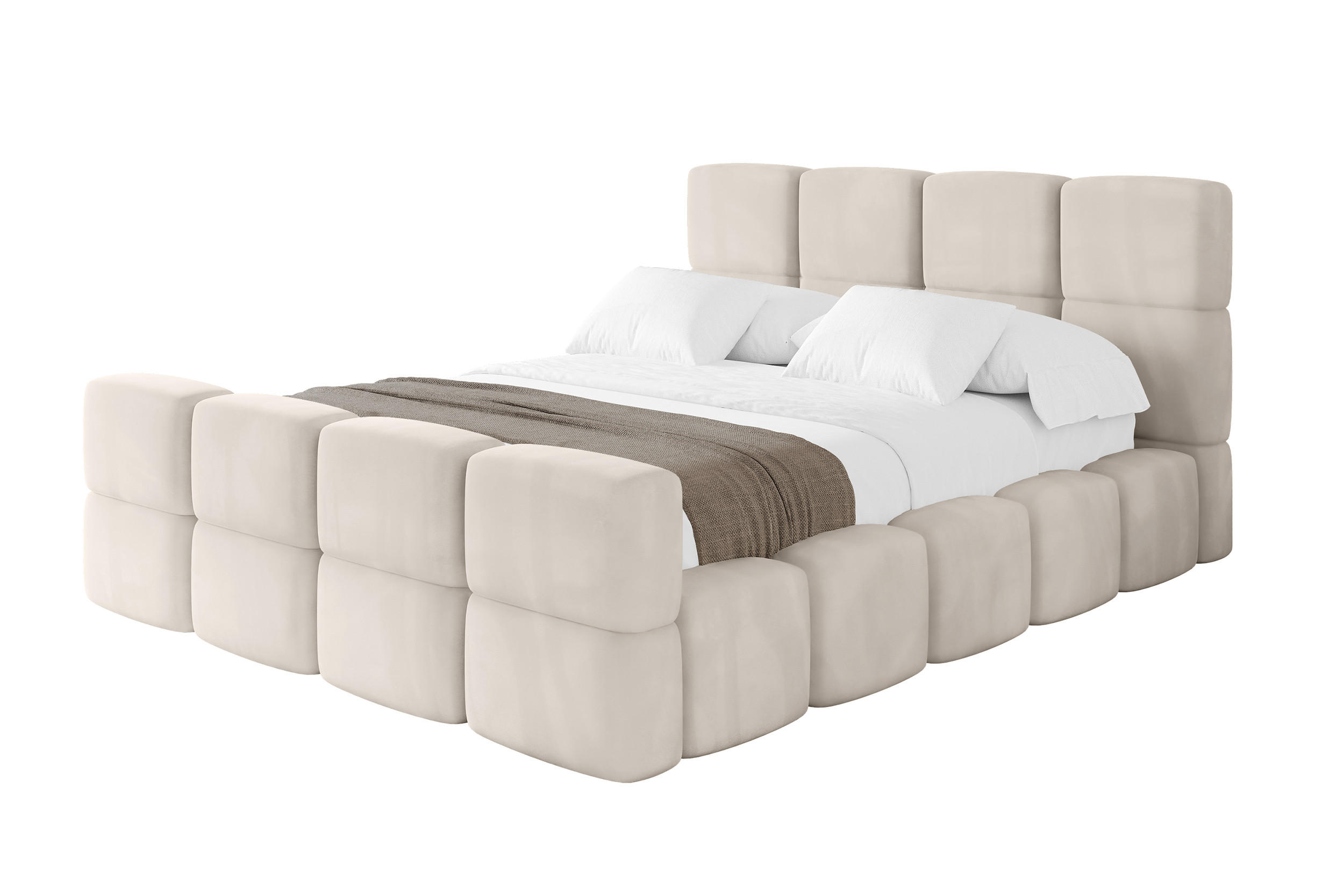 POLSTERBETT mit Bettkasten und Lattenrost mit Kopfteil, Boxbett ohne Matratze, mit Stauraum - NATA-Z 140x200 Beige - Beige, Holzwerkstoff/Textil (140/200cm) - ALTDECOR