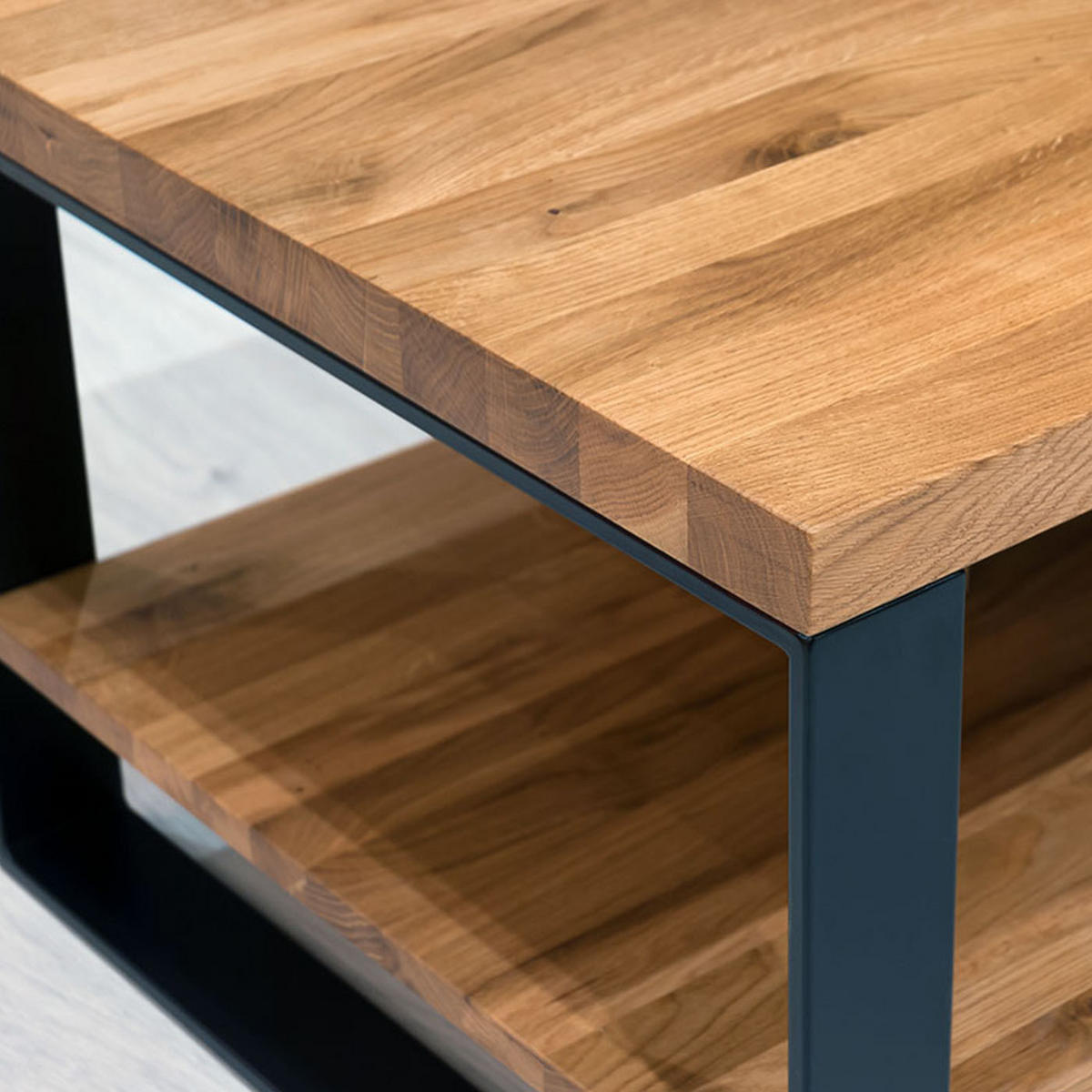 COUCHTISCH Volant aus massivem Eichenholz 80 cm - Eichefarben/Schwarz, Holz/Metall (80/60/45cm) - Danzz