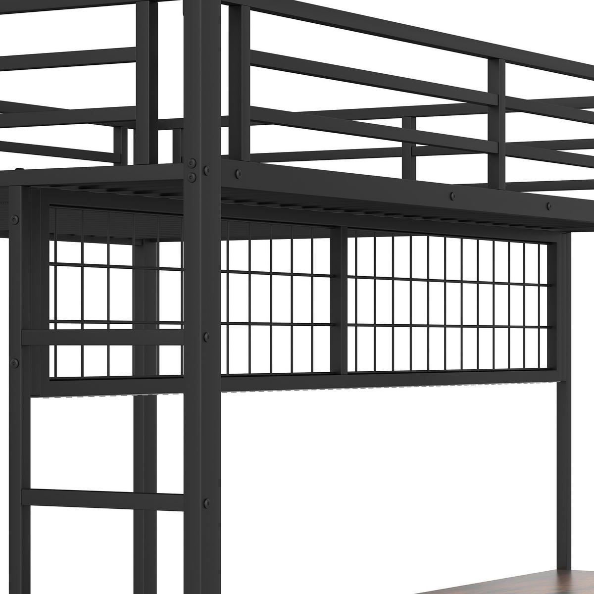 HOCHBETT 90x200 und 140x200cm Mit 7-farbiger LED-Leiste, USB-Anschluss, ohne Matratze, schwarz - Schwarz, Metall (140/200cm) - KOMHTOM