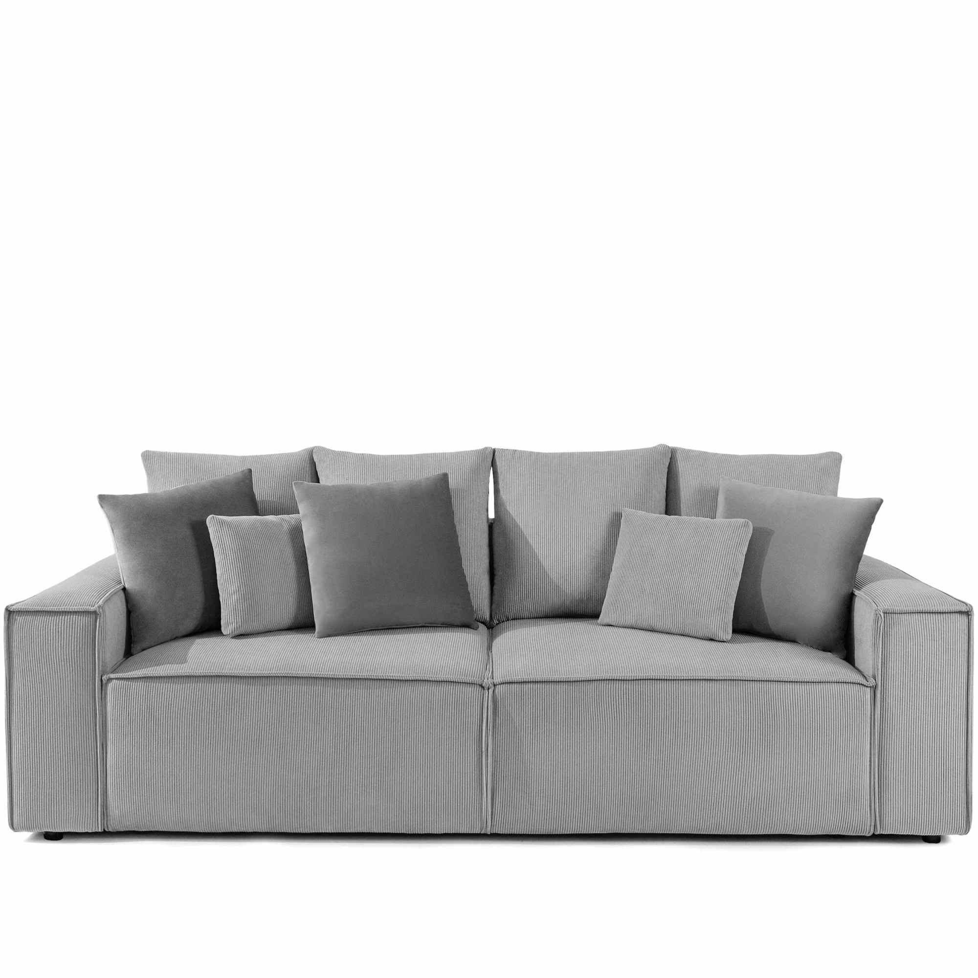 SCHLAFSOFA NAPI III 3-sitzer mit Kissen,Hellgrau - Hellgrau, Holz/Textil (244/89/101cm) - KONSIMO®