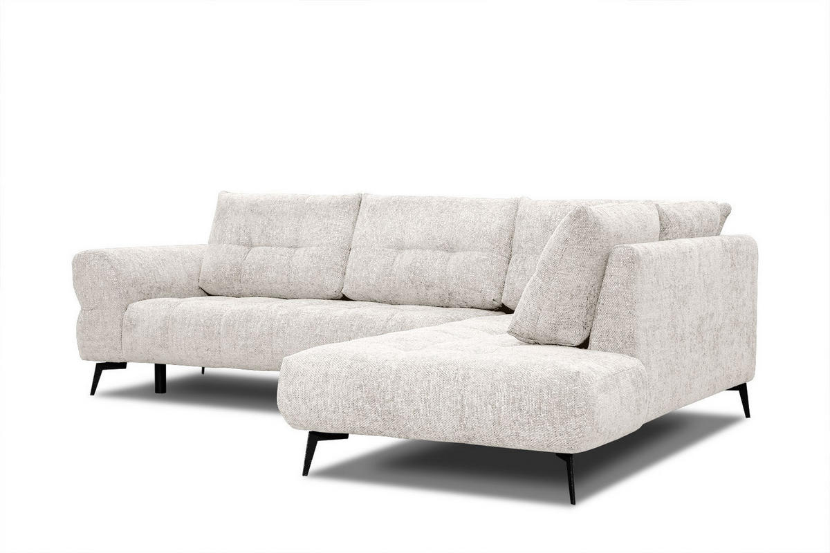 ECKSOFA SALVINI 5-Sitzer, ecru - Ecru/Schwarz, Holzwerkstoff/Textil (292/158cm) - Courtois Laville
