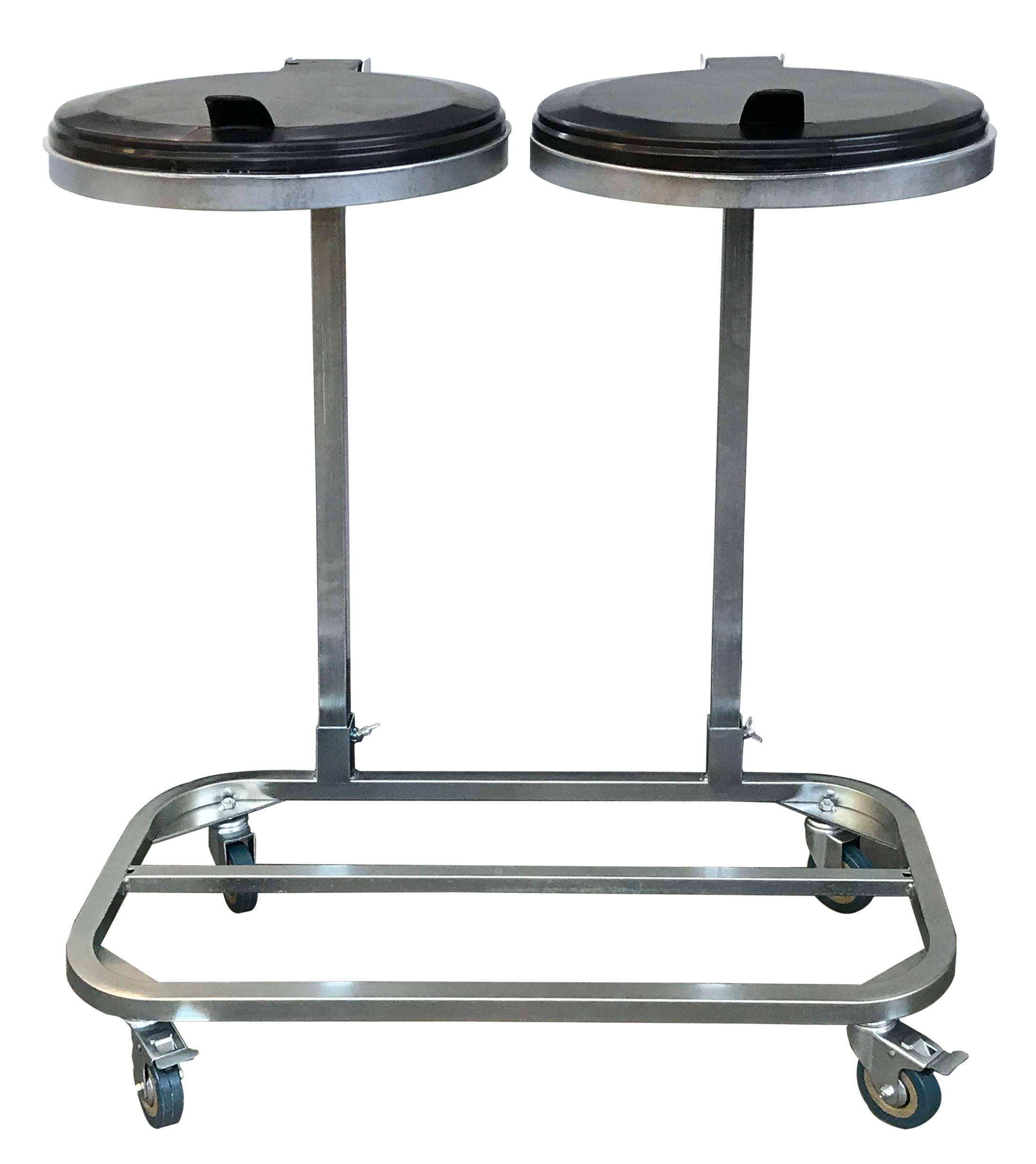 ROLLBARER Doppel-Müllsackständer mit 4 Rollen verzinkt - Silberfarben, Metall (80/96/43cm) - QUICK STAR