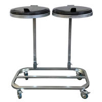 ROLLBARER Doppel-Müllsackständer mit 4 Rollen verzinkt - Silberfarben, Metall (80/96/43cm) - QUICK STAR