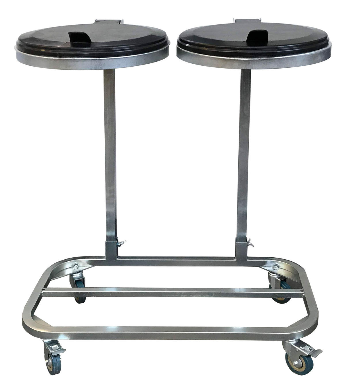 ROLLBARER Doppel-Müllsackständer mit 4 Rollen verzinkt - Silberfarben, Metall (80/96/43cm) - QUICK STAR
