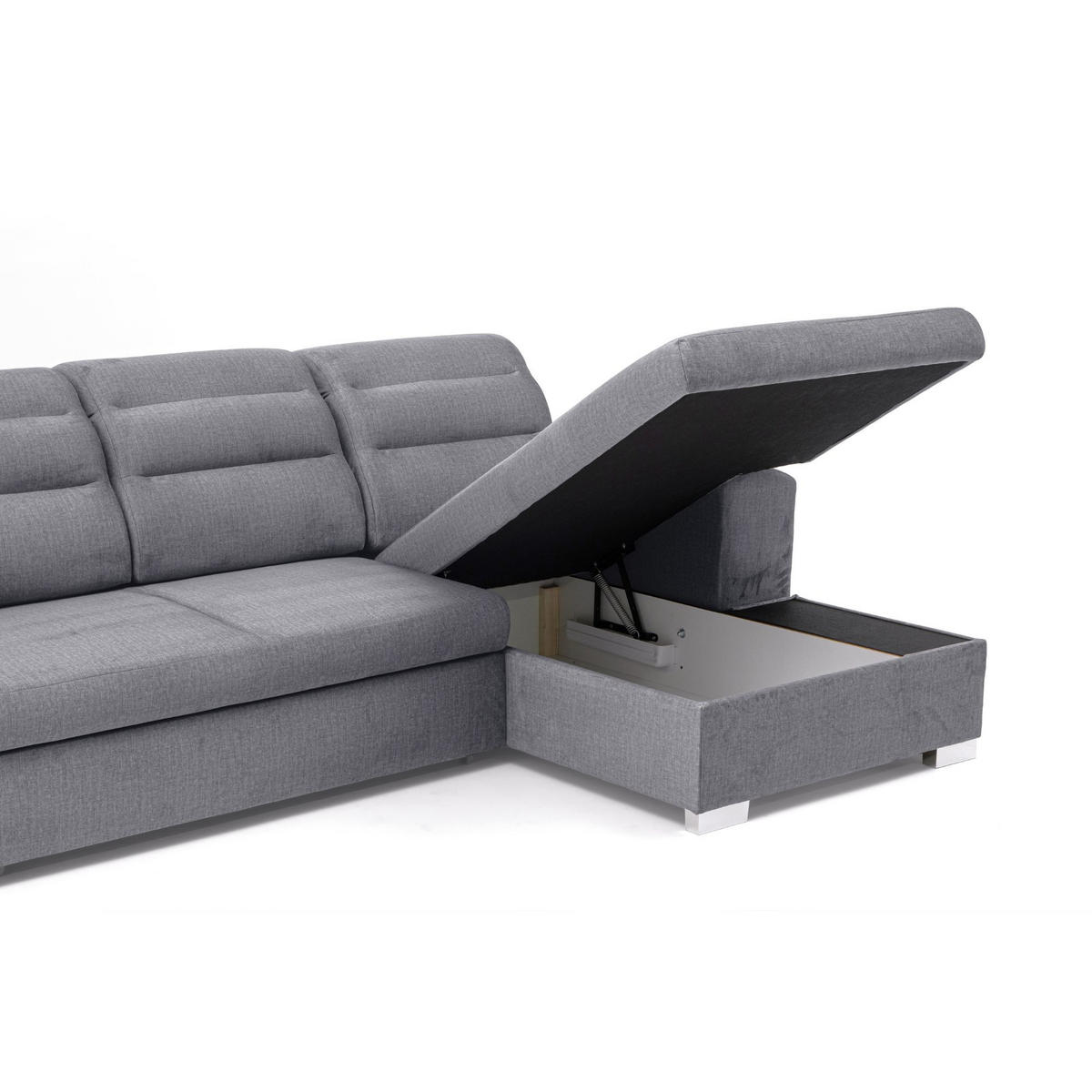 ECKSOFA U-Form CLOUD U Links mit Schlaffunktion 120x252 Velours Grau - Silberfarben/Grau, Holz/Kunststoff (320/103/202cm) - Muffo