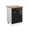 KÜCHENUNTERSCHRANK R-Line Schwarz Hochglanz 60 cm mit Schublade AP Eiche - Schwarz Hochglanz/Schwarz, Holzwerkstoff (60/81.6/60cm) - Vicco