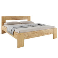 MASSIVHOLZBETT - Wildeiche massiv - Eichefarben, Holz (200/200cm) - home24