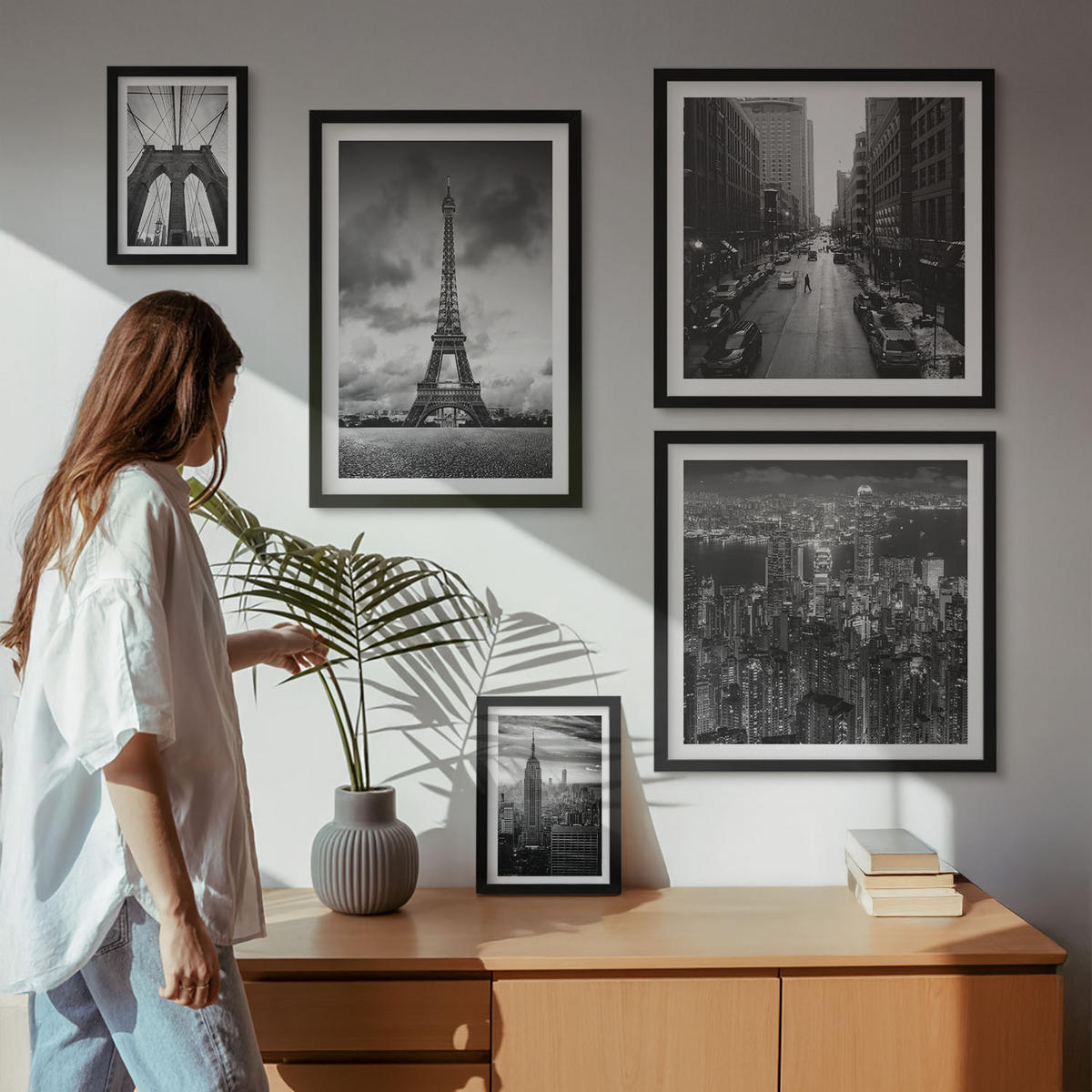 WANDBILDER 5er-Set - 50x50 cm & 20x30 cm & 40x60 cm Schwarzer Rahmen - Sommerstrände, Meereslandschaft - Schwarz, Kunststoff (40/60cm) - ArtPrintCave