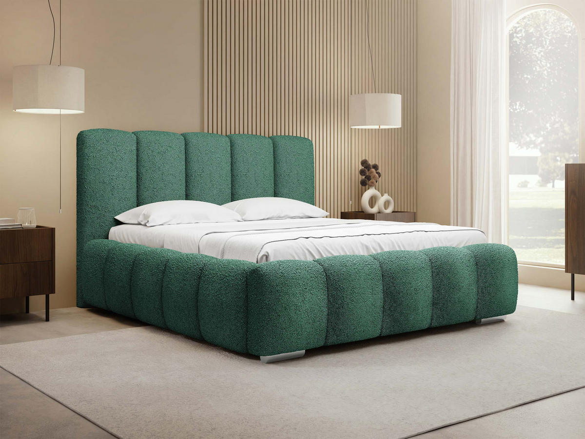 POLSTERBETT Wizko Boucle - Chromfarben/Naturfarben, Holz/Holzwerkstoff (160/200cm) - MIRJAN24