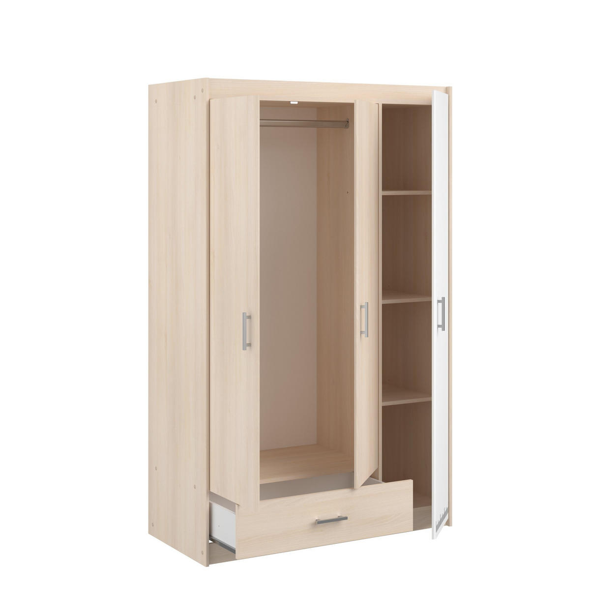 JUGENDZIMMER Charly 12 in Akazie und Weiß 4 teilig - Braun, Holzwerkstoff (120/200/80cm)