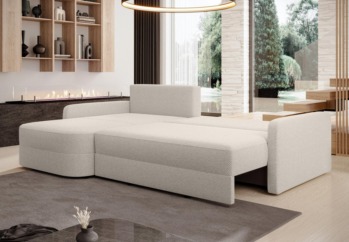 ECKSOFA L Form Nebbiolo Beige 250/170/88 cm – modernes Sofa fürs Wohnzimmer - Beige/Schwarz, Kunststoff/Textil (250/170cm) - AX Living