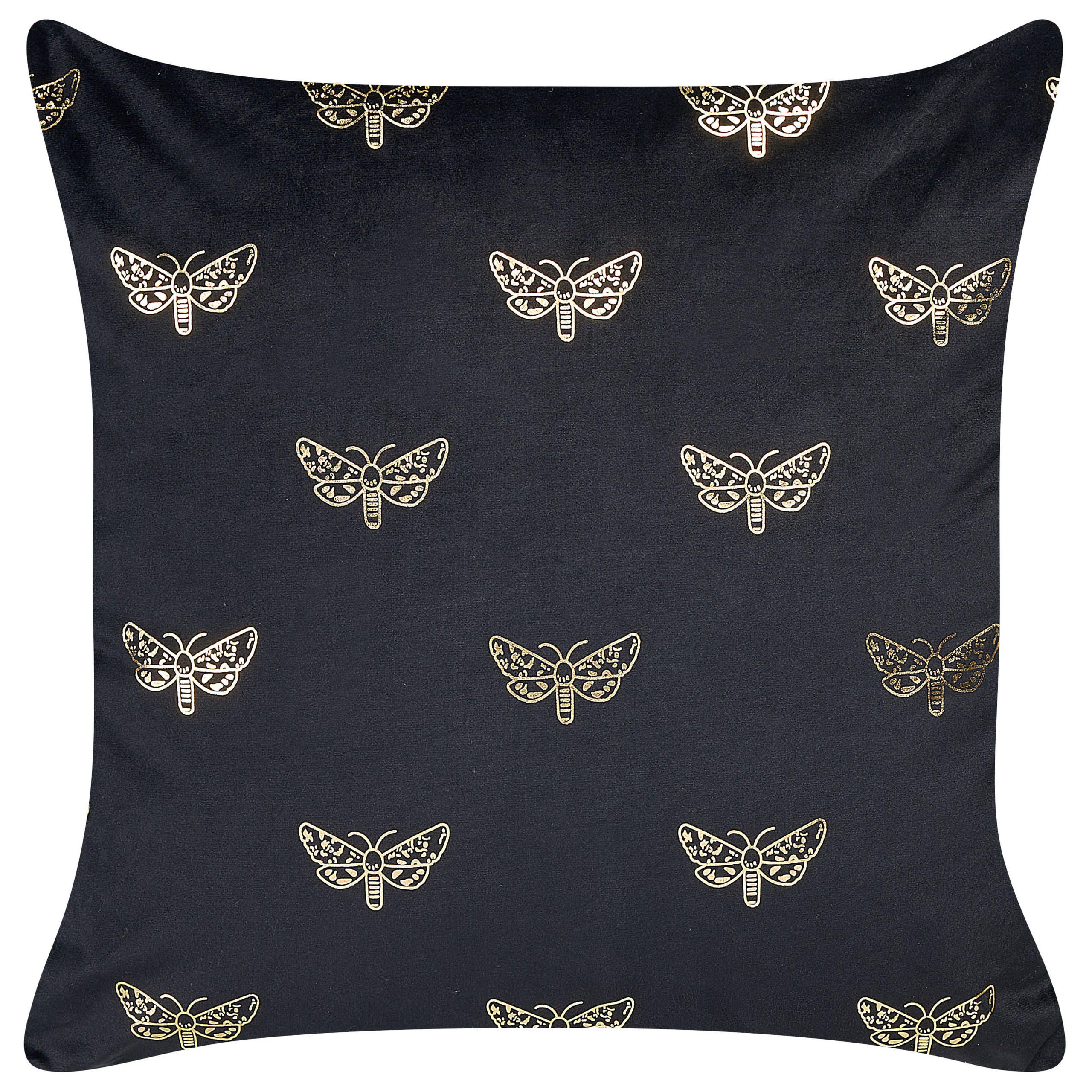 DEKOKISSEN 2er-Set Schwarz 45/45 cm Yuzuri - Schwarz, Textil (45/45cm) - Beliani