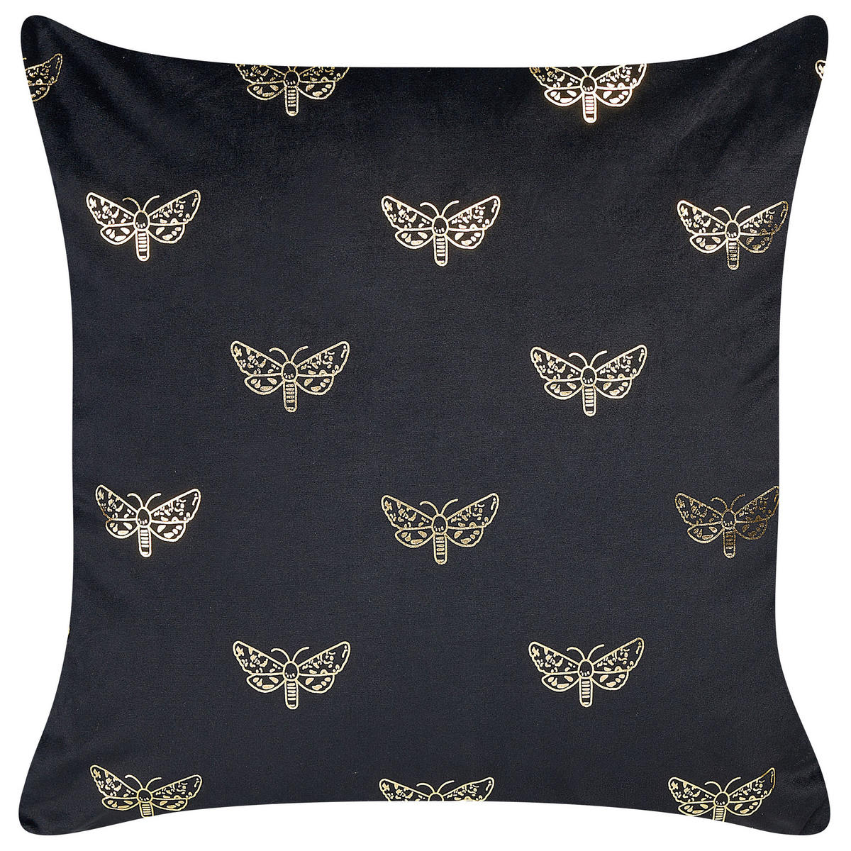 DEKOKISSEN 2er-Set Schwarz 45/45 cm Yuzuri - Schwarz, Textil (45/45cm) - Beliani