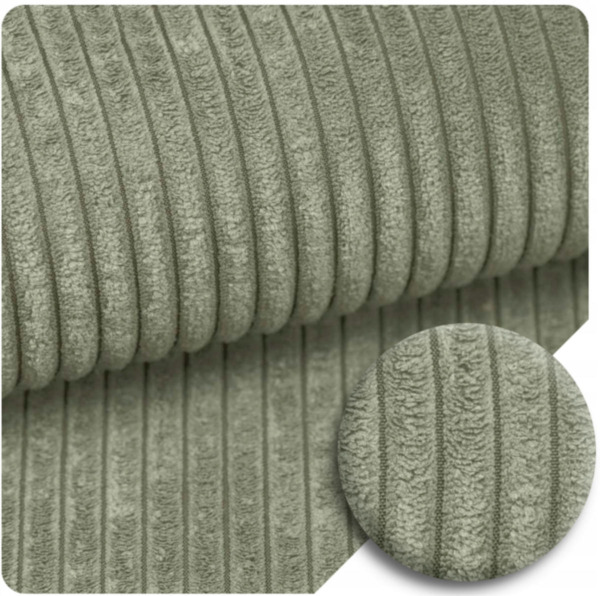 ECKSOFA Cord 300 x 200 cm Olivgrün mit Schlaffunktion - Olivgrün, Textil (300/200cm) - SURB