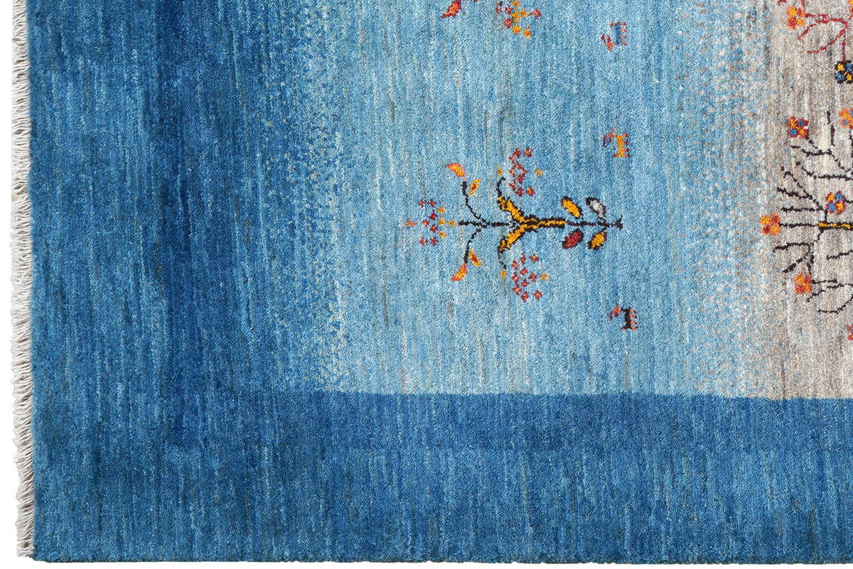 TEPPICH Rizbaf Blau 207/156 cm Schurwolle - Blau, Textil (156/207cm) - Looma
