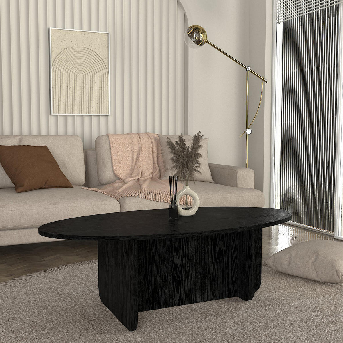 COUCHTISCH Luminous Schwarz Holzoptik 120x60 cm - Schwarz, Holzwerkstoff (60/120/40cm) - moebel17