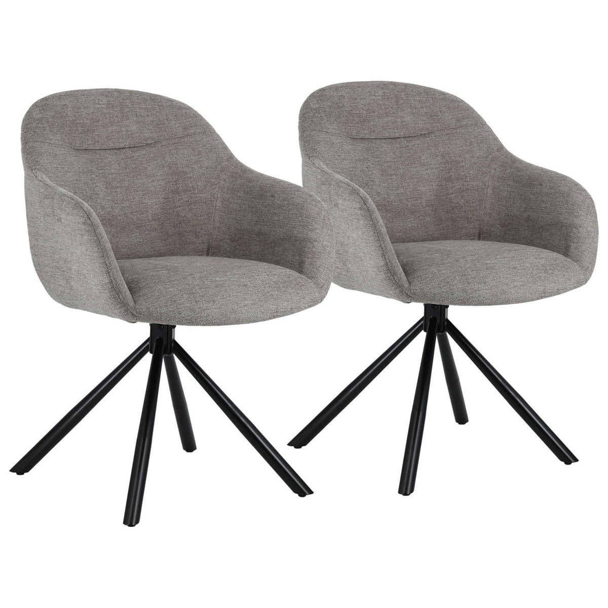 STÜHLE Saffi Grau 2er-Set - Grau, Textil (57/81.5/61.5cm) - Happy Garden