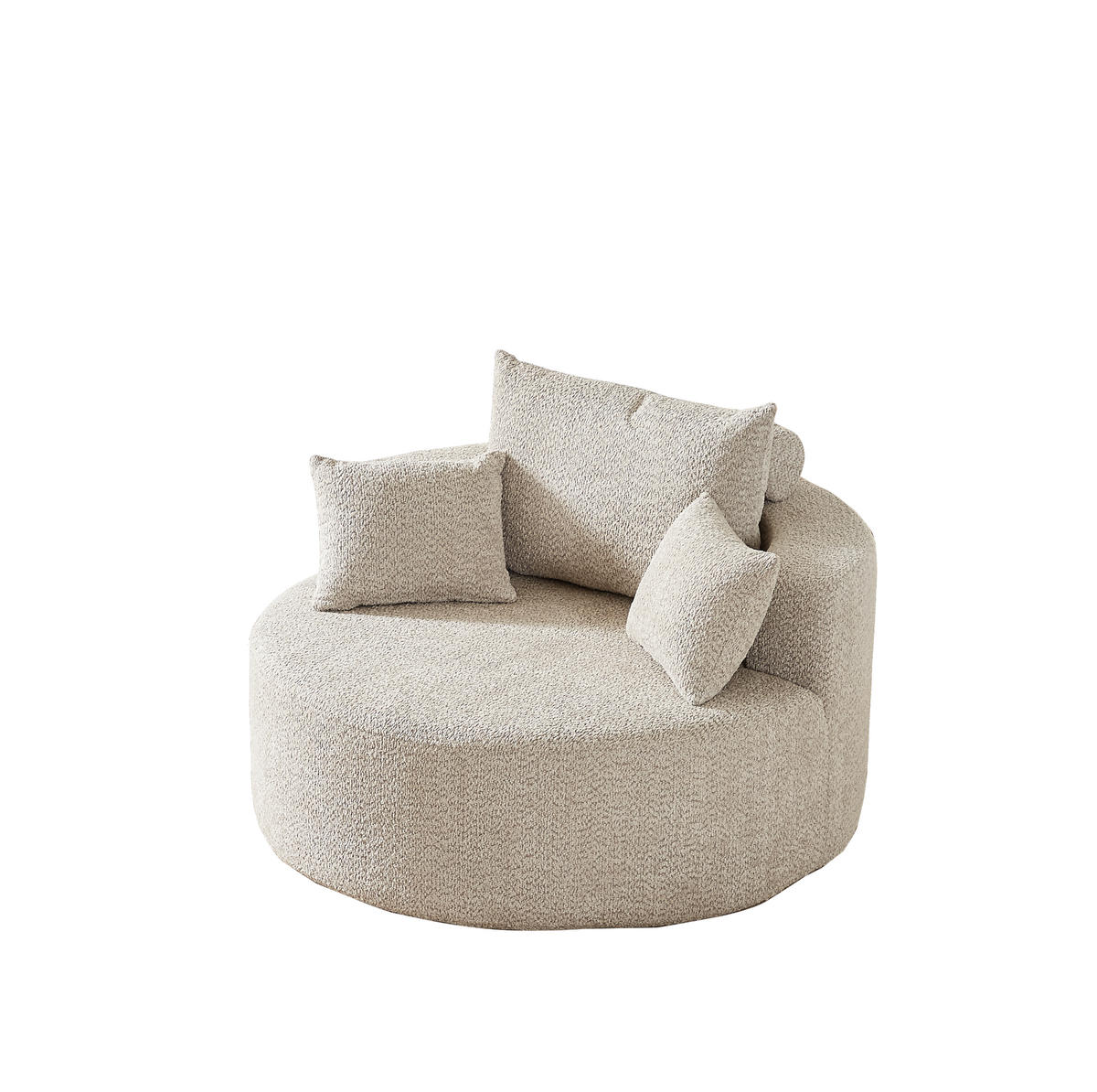 SESSEL aus Chenille Khaki ohne Montage mit Rückenlehnenkissen und zylindrischem Zusatzkissen - Sandfarben, Textil (127/85/127cm) - Modfu