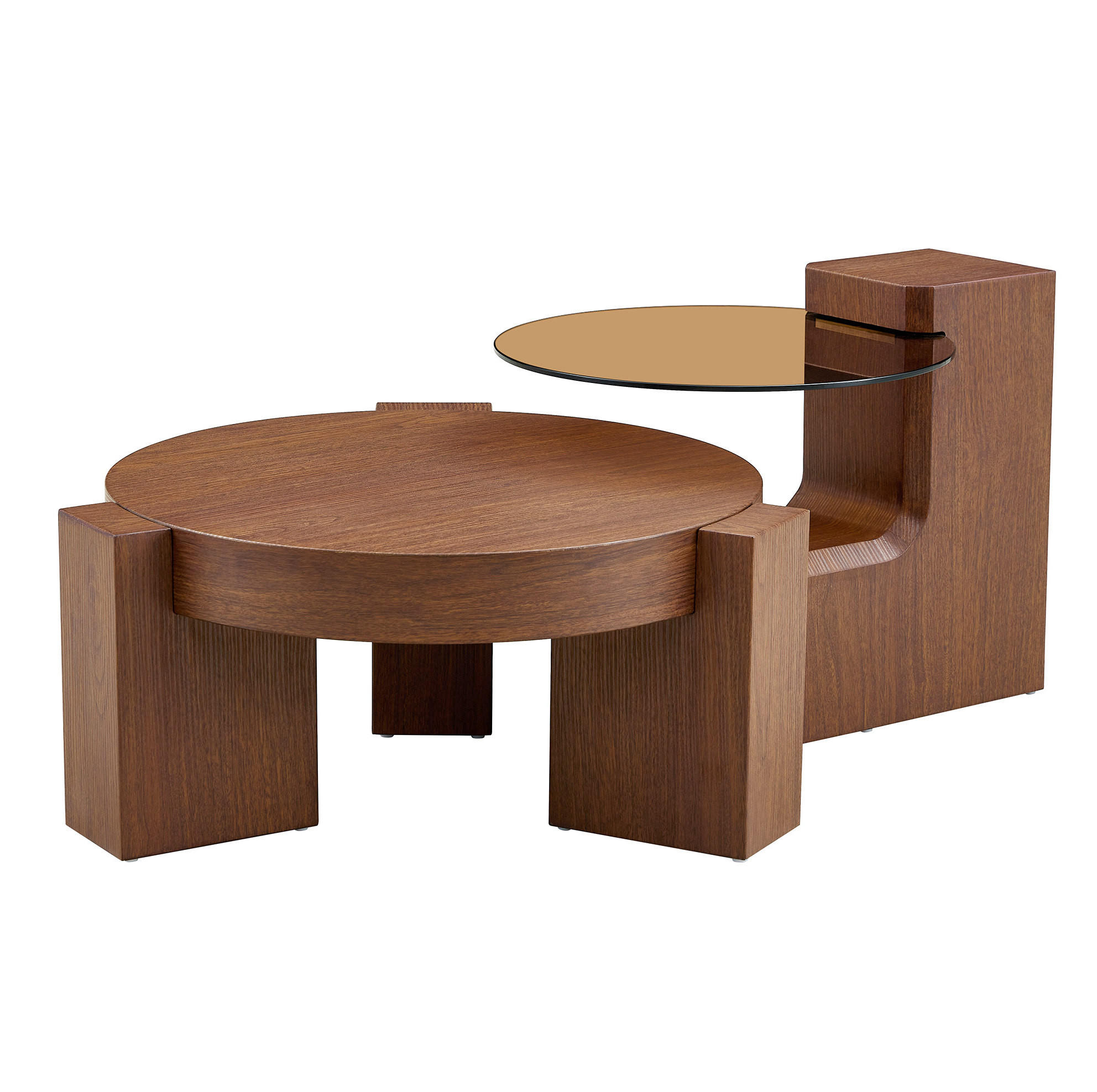 COUCHTISCH 61/44 cm braun aus MDF und Glas mit Stauraum - Walnussfarben, Holzwerkstoff (61/61/30cm) - OKMYHOME